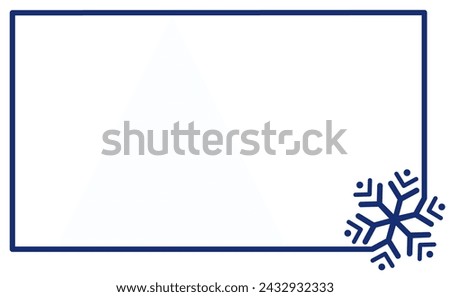 linear frame with corner element snowflake . Label simple rounded snowflake silhouette template icon trendy shapes. New year and Christmas winter illustration.
