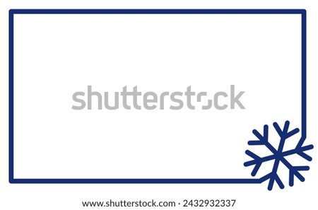 linear frame with corner element snowflake . Label simple rounded snowflake silhouette template icon trendy shapes. New year and Christmas winter illustration.