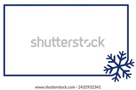 linear frame with corner element snowflake . Label simple rounded snowflake silhouette template icon trendy shapes. New year and Christmas winter illustration.