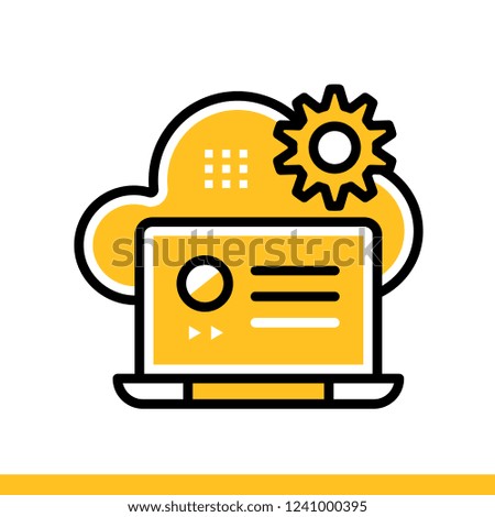 Linear icon Cloud computing. Data computing. Suitable for banners, mobile application, website, interfaces