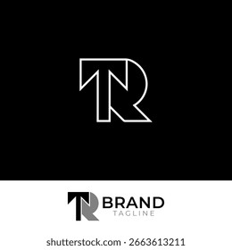 Linear Letter TR Monogram with two backgrounds.