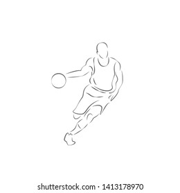 Linear Silhouette Basketball Player Ball Stock Illustration 1413178970 ...