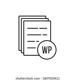 Linear Whitepaper Black Icon. Concept Of Initial Offering Or Smart Contract Symbol, Details, Project Download. Line Art Design Blank With Text. Black Empty Sign Isolated On White Background