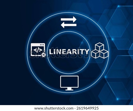 linearity tech concept.A property where output is directly proportional to input.