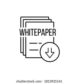 Lineart Whitepaper Simple Sign. Concept Of Initial Offering Or Smart Contract Symbol, Details, Project And Development Download. Blank With Text. Black Empty Icon Isolated On White Background