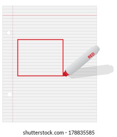 Lined Paper with a Square Diagram 