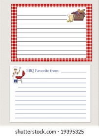 Lined Recipe Cards With Summer Holiday Theme