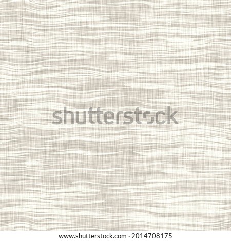 Linen texture background with wavy broken stripe. Organic irregular striped seamless pattern. Modern plain natural eco textile for home decor. Farmhouse wave style rustic grey all over print.