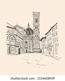 Liner Sketches Florence Italy Hand Drawing Stock Illustration ...