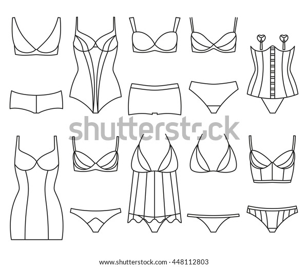 Lingerie Icon Set Woman Underwear Isolated On The White 3795