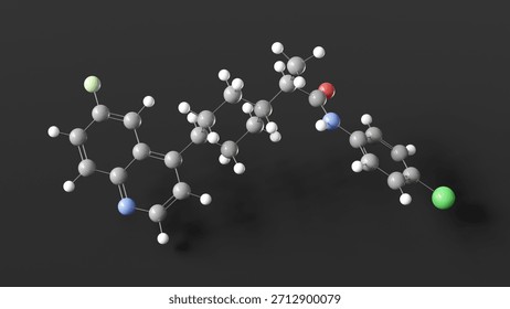 linrodostat molecule 3d, molecular structure, ball and stick model, structural chemical formula antineoplastic agent