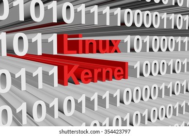 Linux Kernel Is Presented In The Form Of Binary Code 3d Illustration