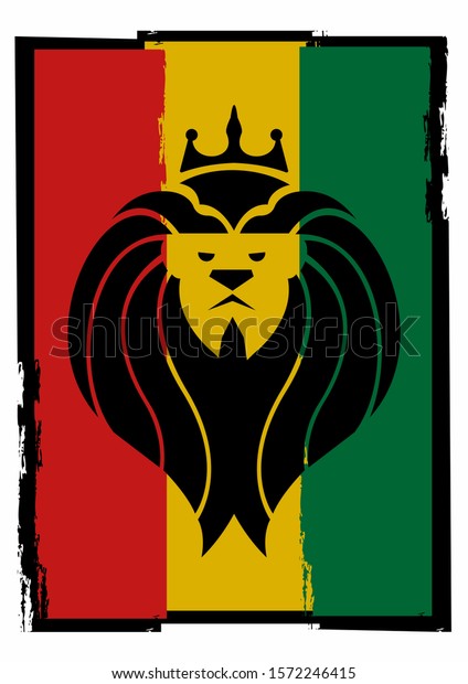 Lion Crown Red Yellow Green Black Stock Illustration 1572246415