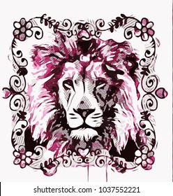 Lion Face Dripping Pattern Image Stock Illustration 1037552221 