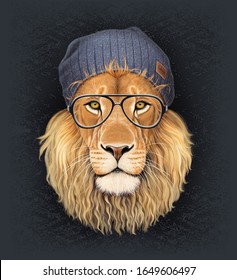 Lion With Glasses And Hat 