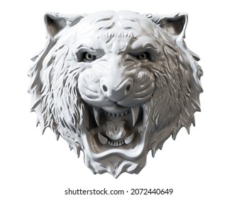 Lion head 3D rendering isolated on white background
