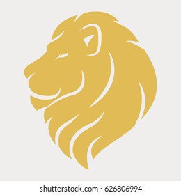 Lion Head Logo Royal Cat Profile Golden Luxury Emblem