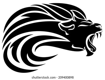 Lion Head Tribal Design Black White Stock Illustration 209400898 ...