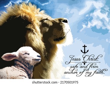 Lion And Lamb Blue Sky Jesus Christ Anchor