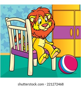Lion sitting on the table 