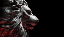 Lion Statue, A Stone Sculpture. Concept Of A Guard, Power And Proud Animal. 3D Illustration