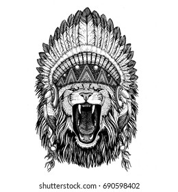 Lion Wearing Wild Animal Wearing Indian Stock Illustration 690598402 ...