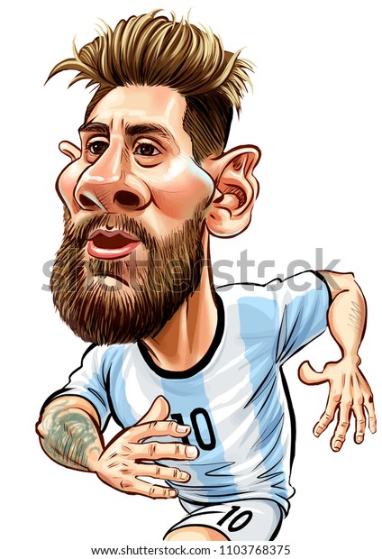 Lionel Messi Argentine Professional Footballercaricature Illustration のイラスト素材