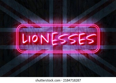 Lionesses Its Coming Home 3D Illustration On A Union Jack Background.