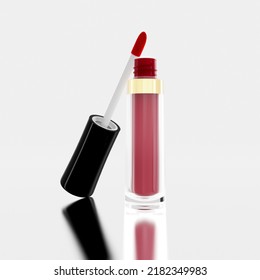 Lipgloss Isolated On White Background. Cosmetic For Lip 3d Illustration