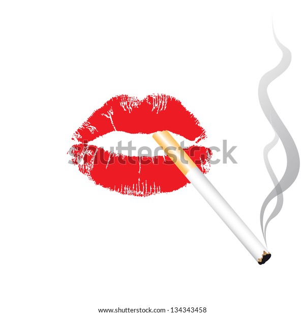 Lips Cigarette Stock Illustration 134343458