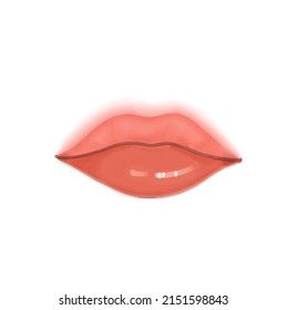 Lips Hand Drawn Illustration. Colored Art. Gloss Ipstick 