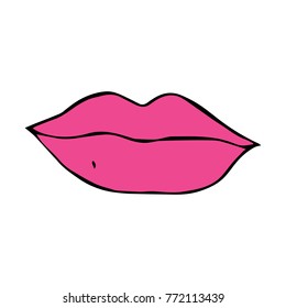 Vector Clipart Hand Drawn Lips Kiss Stock Vector (royalty Free 