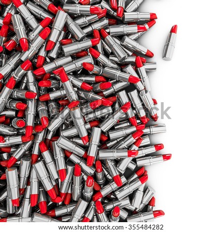 Lipstick spill chrome / 3D render of red lipsticks