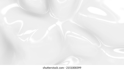 Liquid Abstract White Background. Smooth Glossy Texture 3D Rendering . 3D Illustration