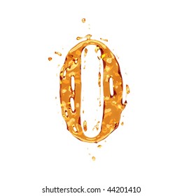 Liquid alcohol alphabet  - digit 0 - color of brandy , cognac, liquor, cola, beer or tea