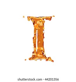 Liquid alcohol alphabet  - letter I - color of brandy , cognac, liquor, cola, beer or tea