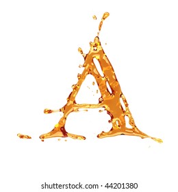 Liquid alcohol alphabet  - letter A - color of brandy , cognac, liquor, cola, beer or tea