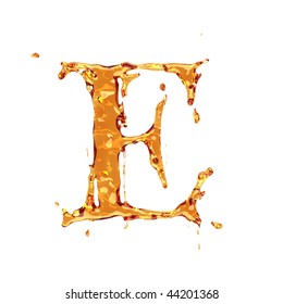 Liquid alcohol alphabet  - letter E - color of brandy , cognac, liquor, cola, beer or tea