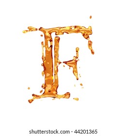 Liquid alcohol alphabet  - letter F - color of brandy , cognac, liquor, cola, beer or tea