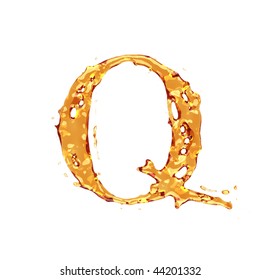 Liquid alcohol alphabet  - letter Q - color of brandy , cognac, liquor, cola, beer or tea