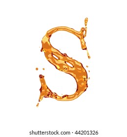 Liquid alcohol alphabet  - letter S - color of brandy , cognac, liquor, cola, beer or tea