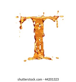 Liquid alcohol alphabet  - letter T - color of brandy , cognac, liquor, cola, beer or tea