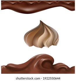 Liquid Chocolate, Caramel Or Cocoa Illustration Texture  Ice Cream Cone 3d Illustration 3d Rendering
