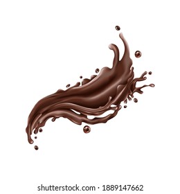Liquid chocolate splash on a white background