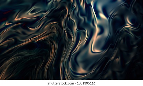 Liquid Chrome Surface. Fluid Metal Texture For Design. Unreal Organic Shape. Dark Matter. Digital Background. 3d Render Abstraction