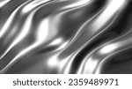 Liquid chrome waves background, shiny and lustrous metal pattern texture, silky 3D render illustration.