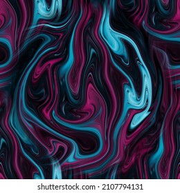  liquid and fluid seamless pattern. Abstract neon marble texture. Neon marble background. Colourful bright mix colors. Endless pattern