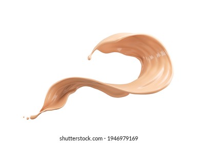 Liquid foundation splash element, fluid cosmetic cream 3d illustration.