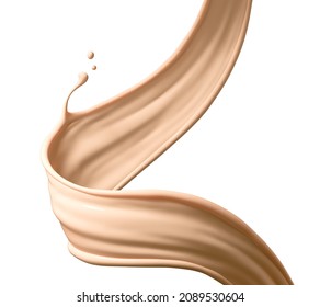 Liquid foundation splash element, fluid cosmetic cream 3d illustration. - Powered by Shutterstock