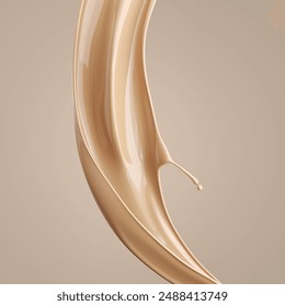 Liquid foundation splash element, fluid cosmetic cream 3d illustration.